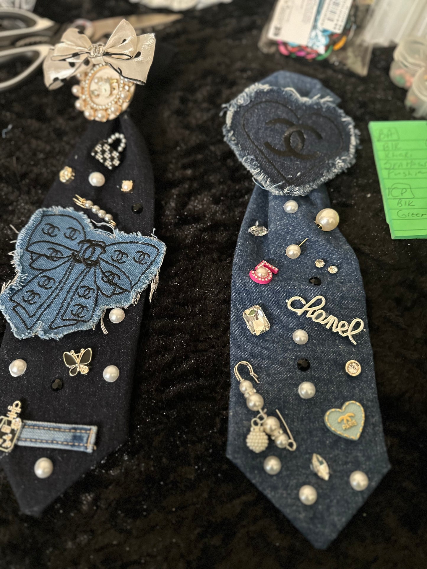 Chanel-Inspired Custom Denim Ties